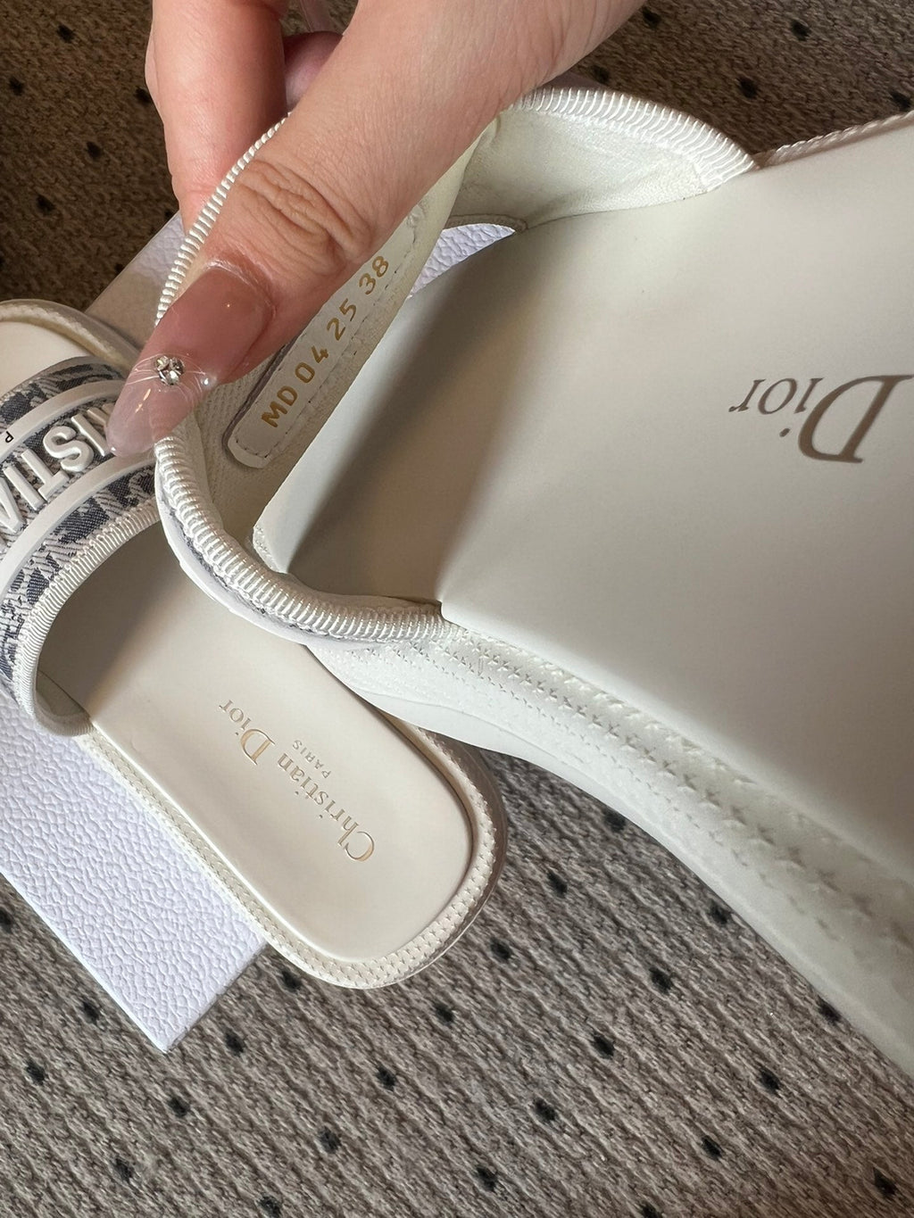 CD DWAY SLIDES WHITE RUBBER TOILE DE JOUY EMBROIDERY