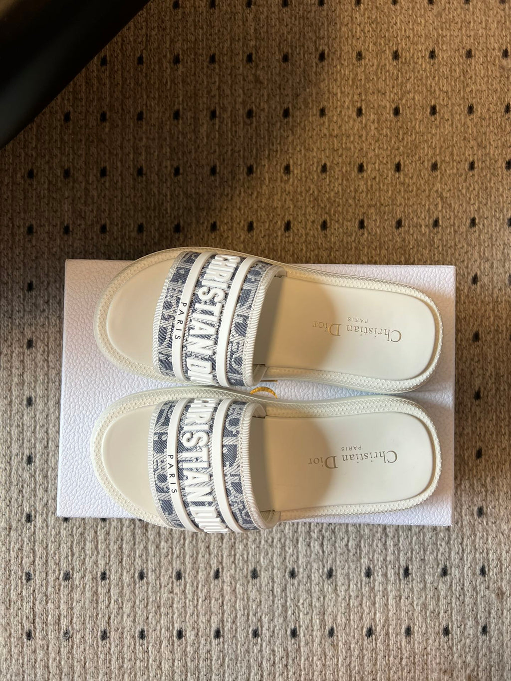 CD DWAY SLIDES WHITE RUBBER TOILE DE JOUY EMBROIDERY