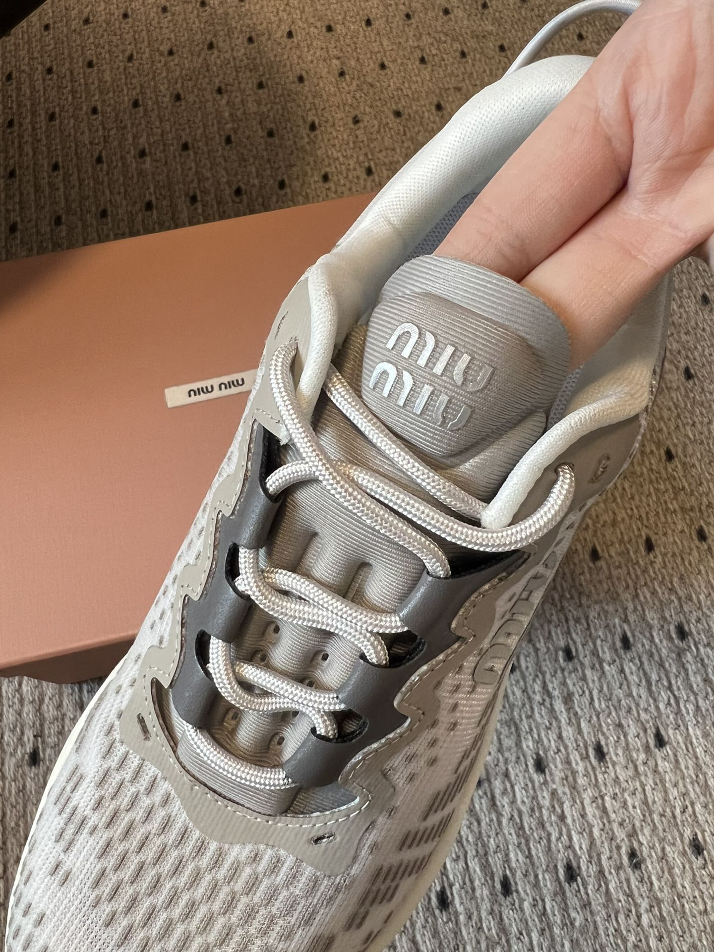 MIUMIU 26S SNEAKERS IN CLOUDY GRAY TECHNICAL FABRIC