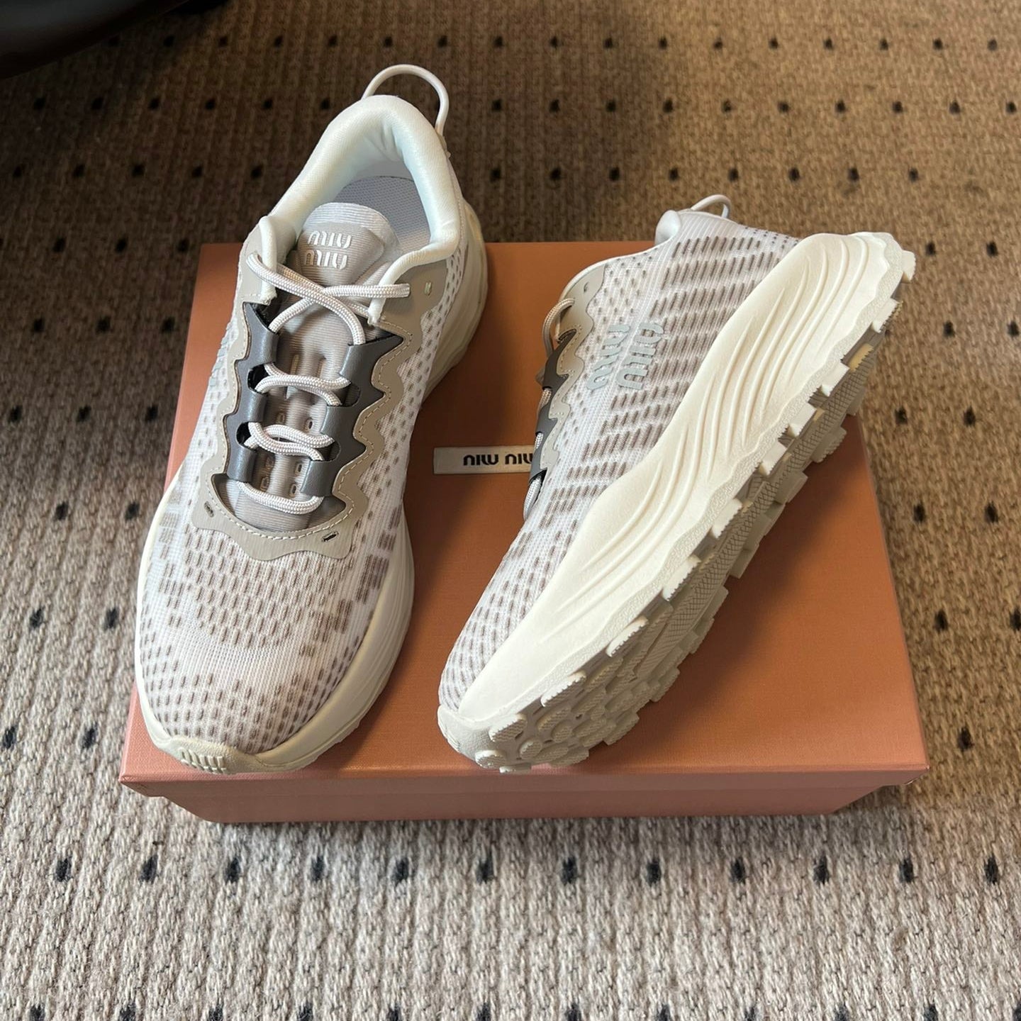 MIUMIU 26S SNEAKERS IN CLOUDY GRAY TECHNICAL FABRIC