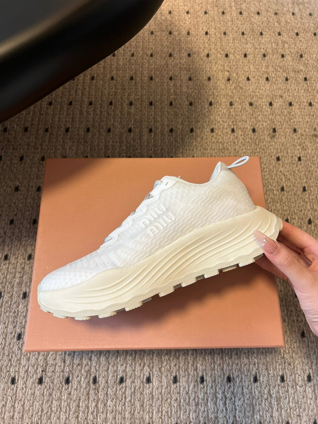 MIUMIU 26S SNEAKERS IN WHITE TECHNICAL FABRIC