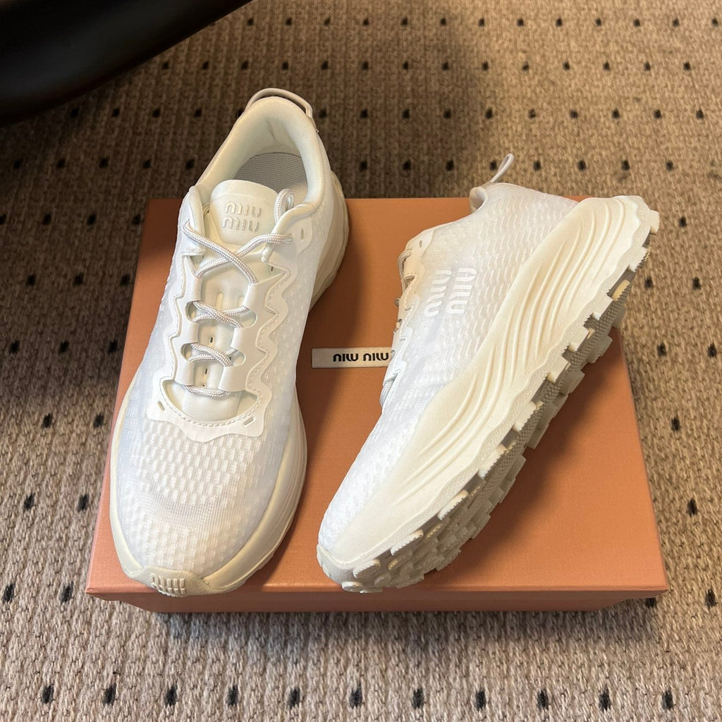 MIUMIU 26S SNEAKERS IN WHITE TECHNICAL FABRIC