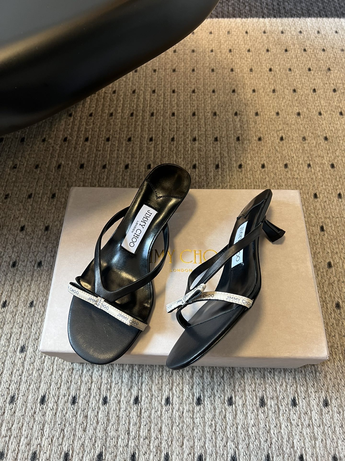 JIMMY CHOO 26S STRAPPY HEELED SANDALS IN BLACK LAMBSKIN