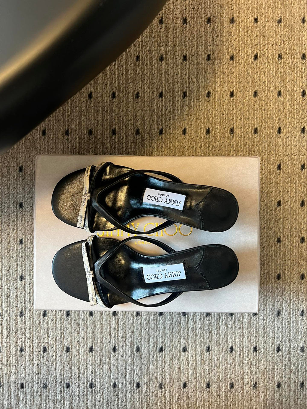 JIMMY CHOO 26S STRAPPY HEELED SANDALS IN BLACK LAMBSKIN