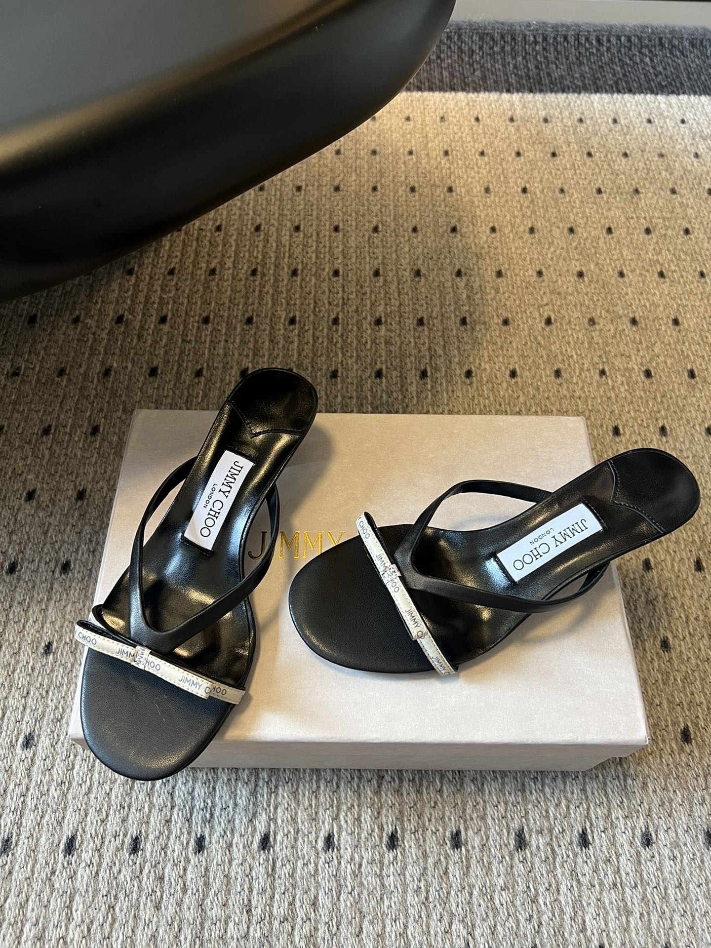 JIMMY CHOO 26S STRAPPY HEELED SANDALS IN BLACK LAMBSKIN