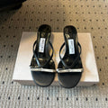 JIMMY CHOO 26S STRAPPY HEELED SANDALS IN BLACK LAMBSKIN