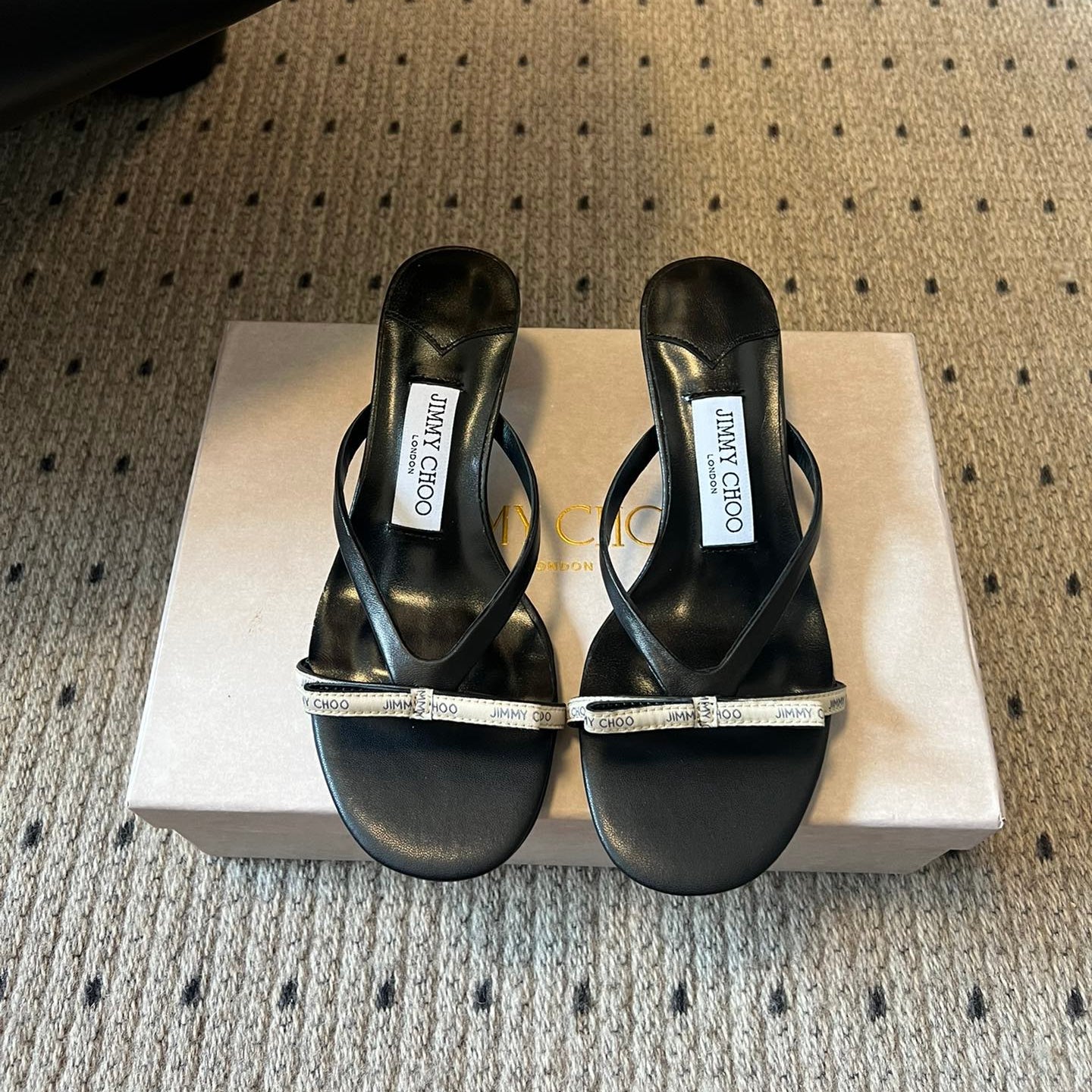 JIMMY CHOO 26S STRAPPY HEELED SANDALS IN BLACK LAMBSKIN