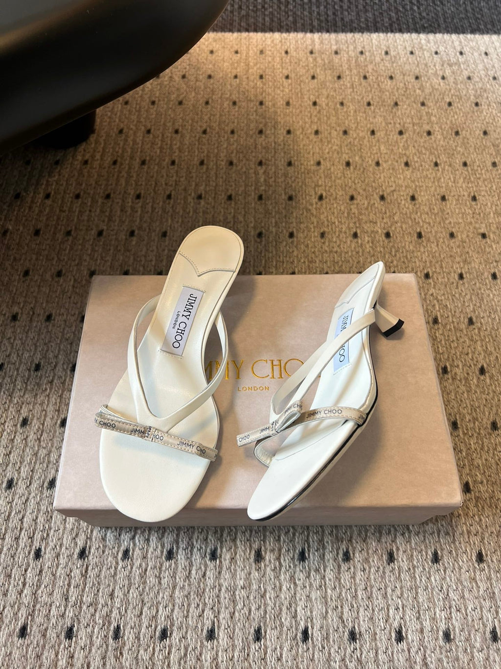 JIMMY CHOO 26S STRAPPY HEELED SANDALS IN WHITE LAMBSKIN