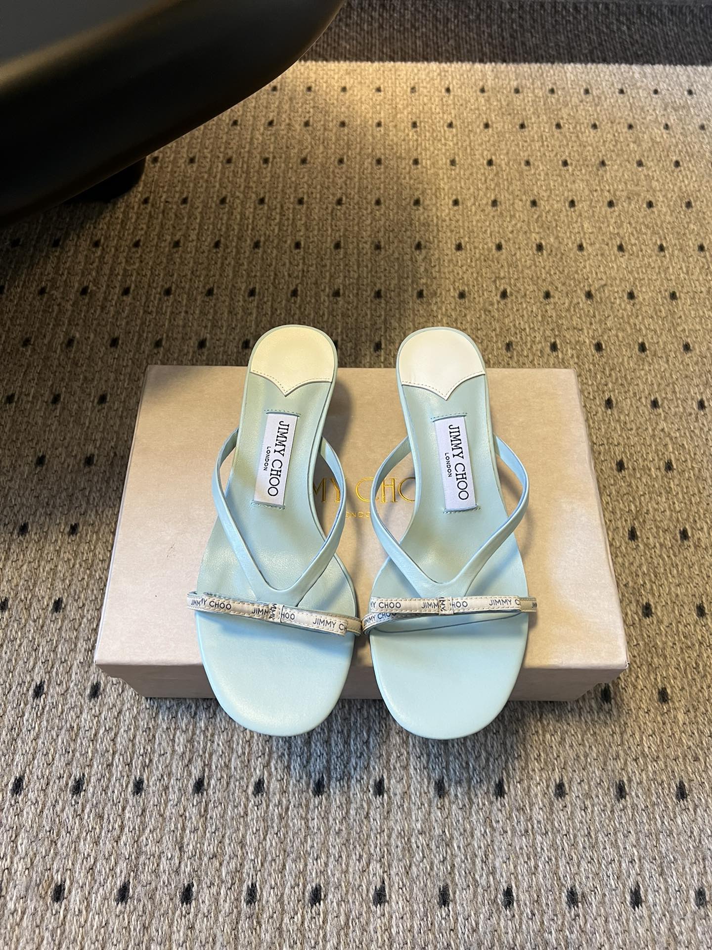 JIMMY CHOO 26S STRAPPY HEELED SANDALS IN PASTEL BLUE LAMBSKIN
