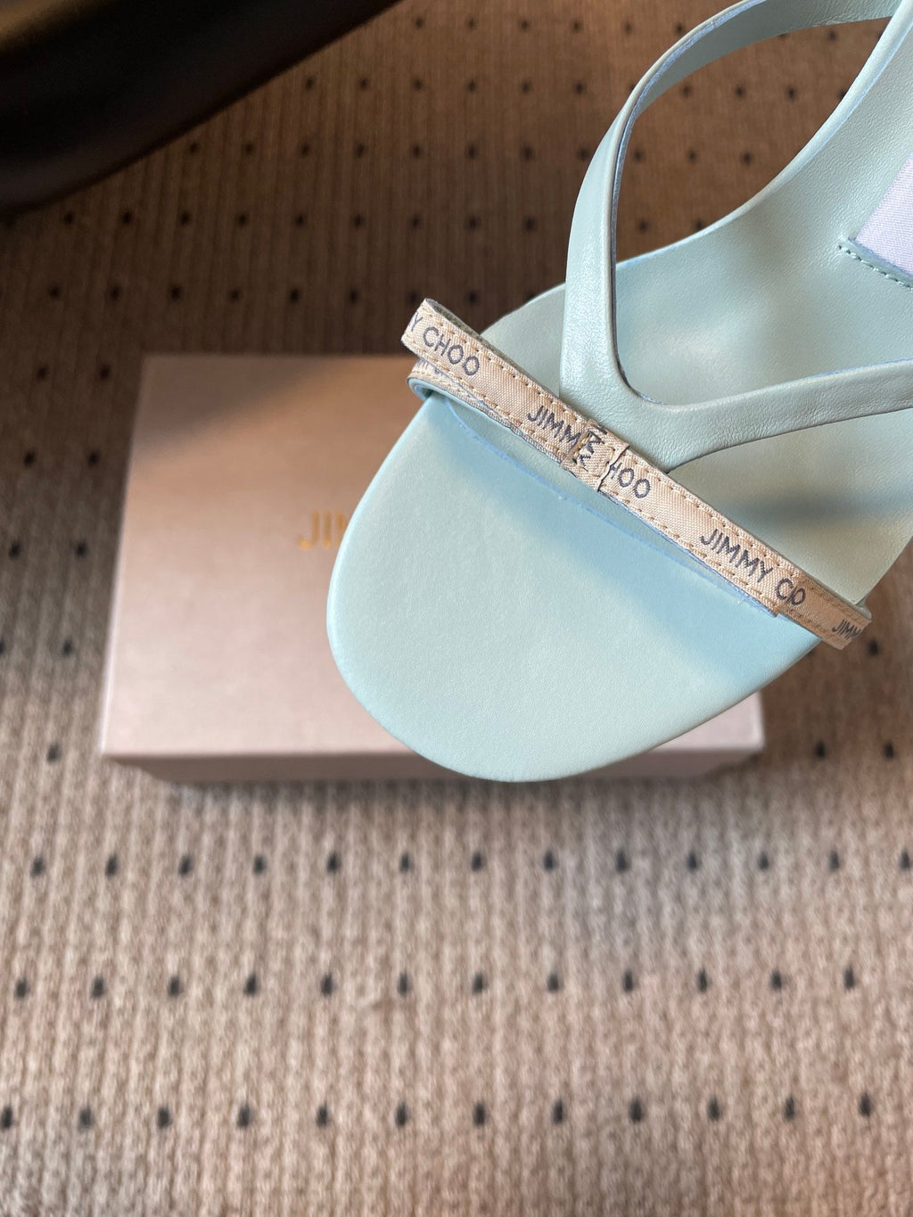 JIMMY CHOO 26S STRAPPY HEELED SANDALS IN PASTEL BLUE LAMBSKIN