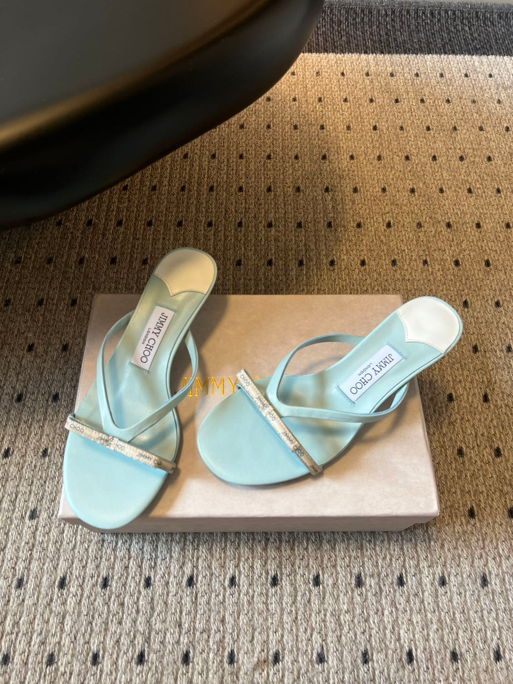 JIMMY CHOO 26S STRAPPY HEELED SANDALS IN PASTEL BLUE LAMBSKIN