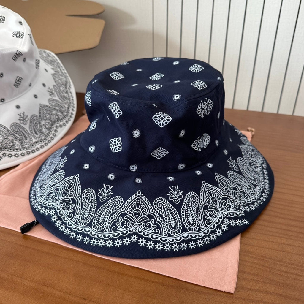 MIUMIU BUCKET IN BLACK FABRIC WITH EMBROIDERED PATTERN
