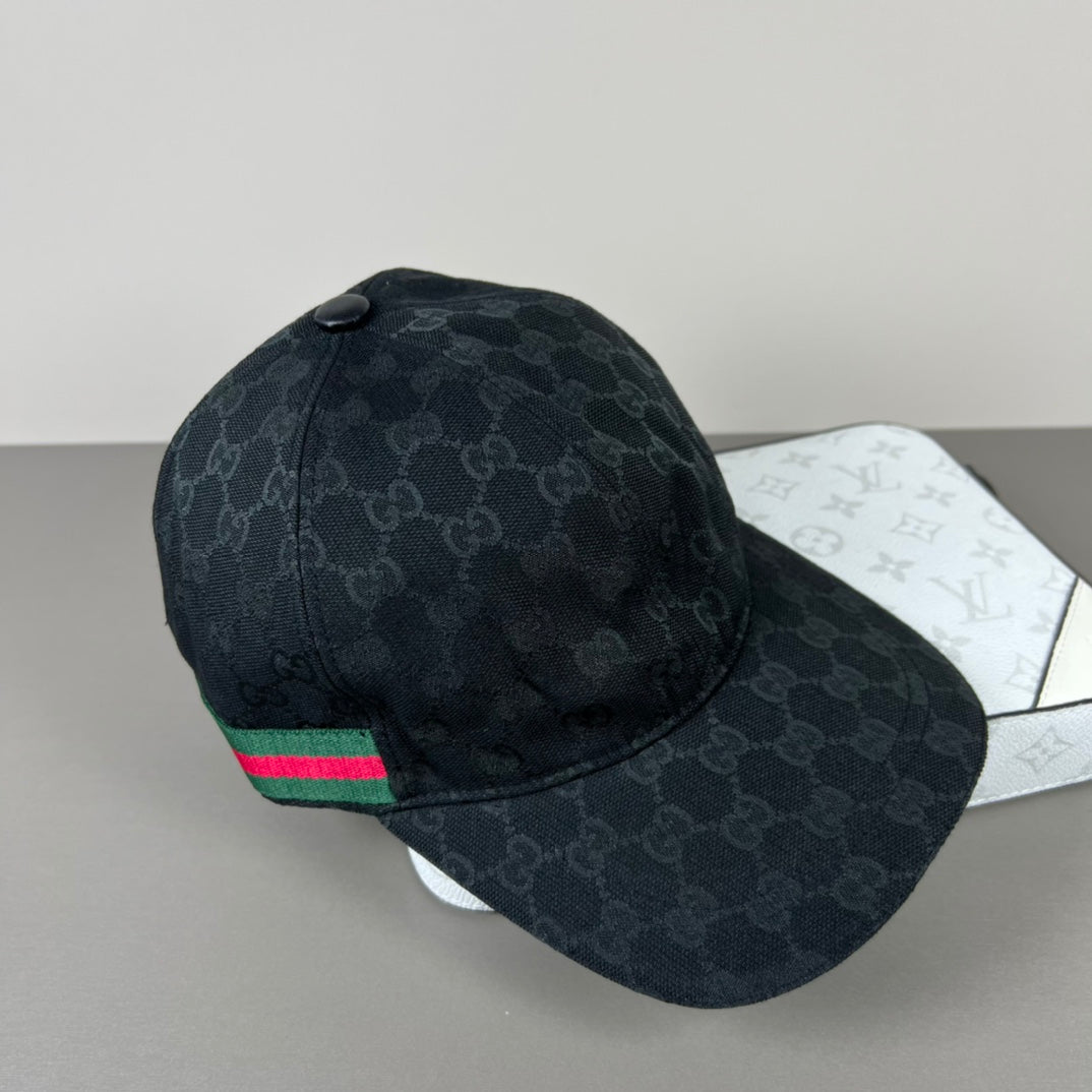 GG BASEBALL CAP IN BLACK MONOGRAM CANVAS
