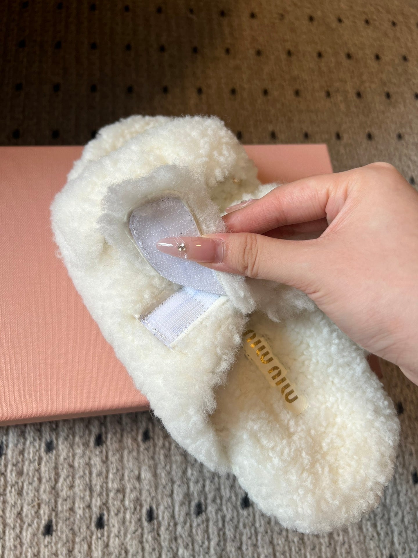 MIUMIU 26S SHEEPSKIN SLIPPERS IN WHITE