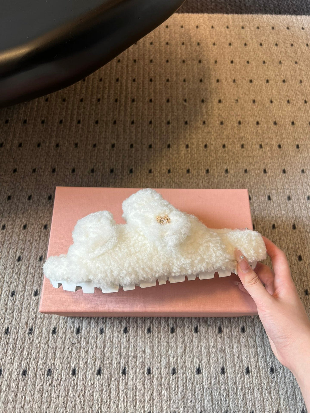 MIUMIU 26S SHEEPSKIN SLIPPERS IN WHITE