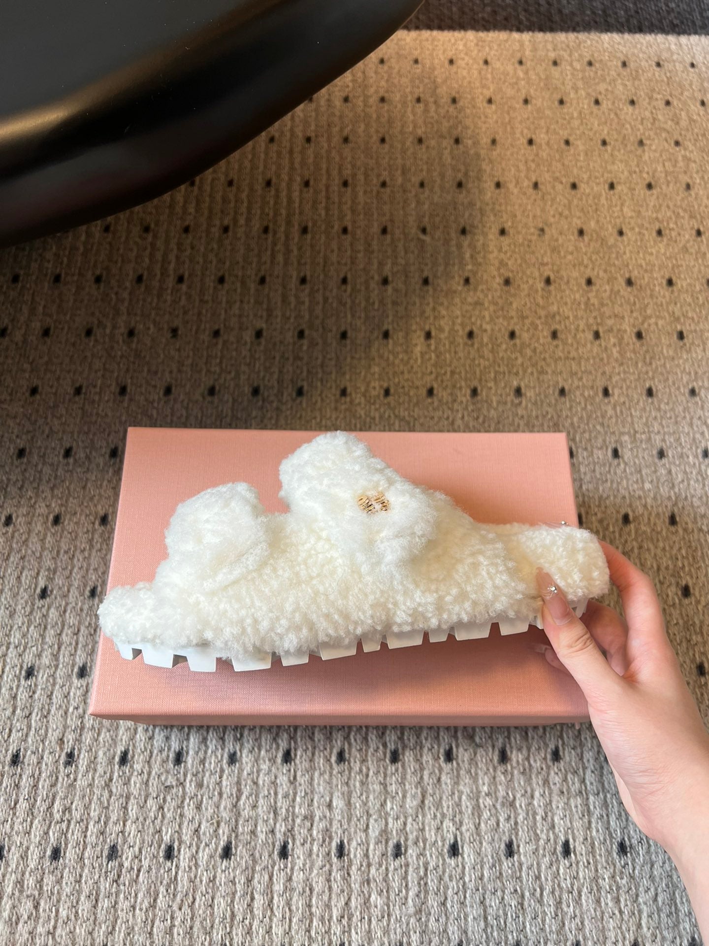 MIUMIU 26S SHEEPSKIN SLIPPERS IN WHITE