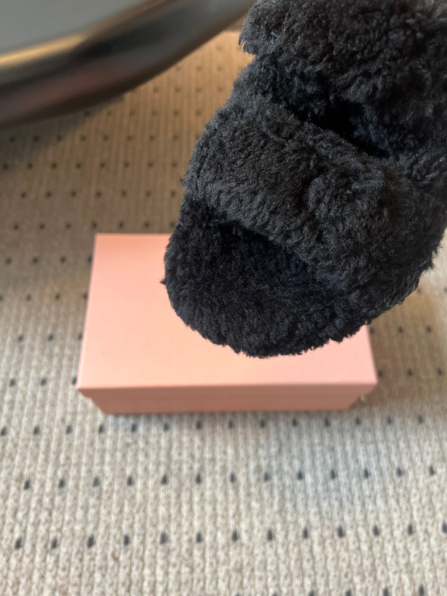 MIUMIU 26S SHEEPSKIN SLIPPERS IN BLACK