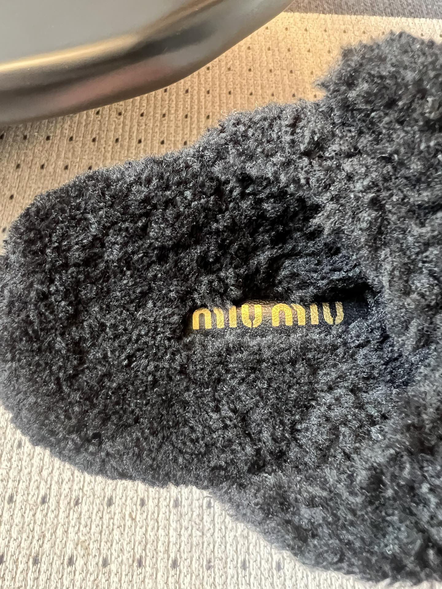 MIUMIU 26S SHEEPSKIN SLIPPERS IN BLACK
