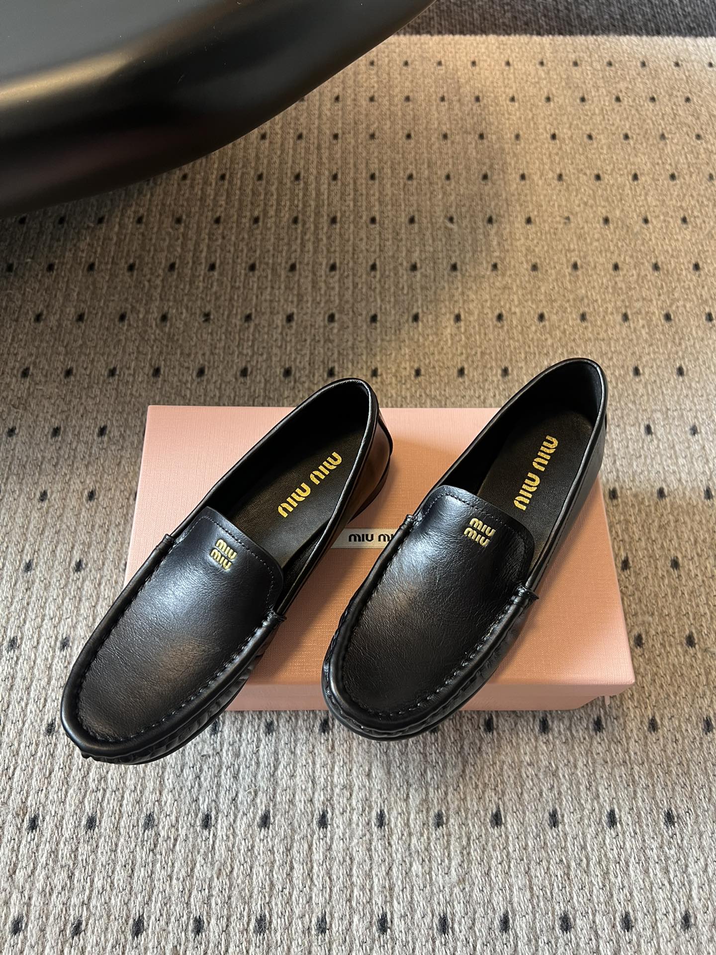 MIUMIU 26S LOAFERS IN BLACK CALFSKIN