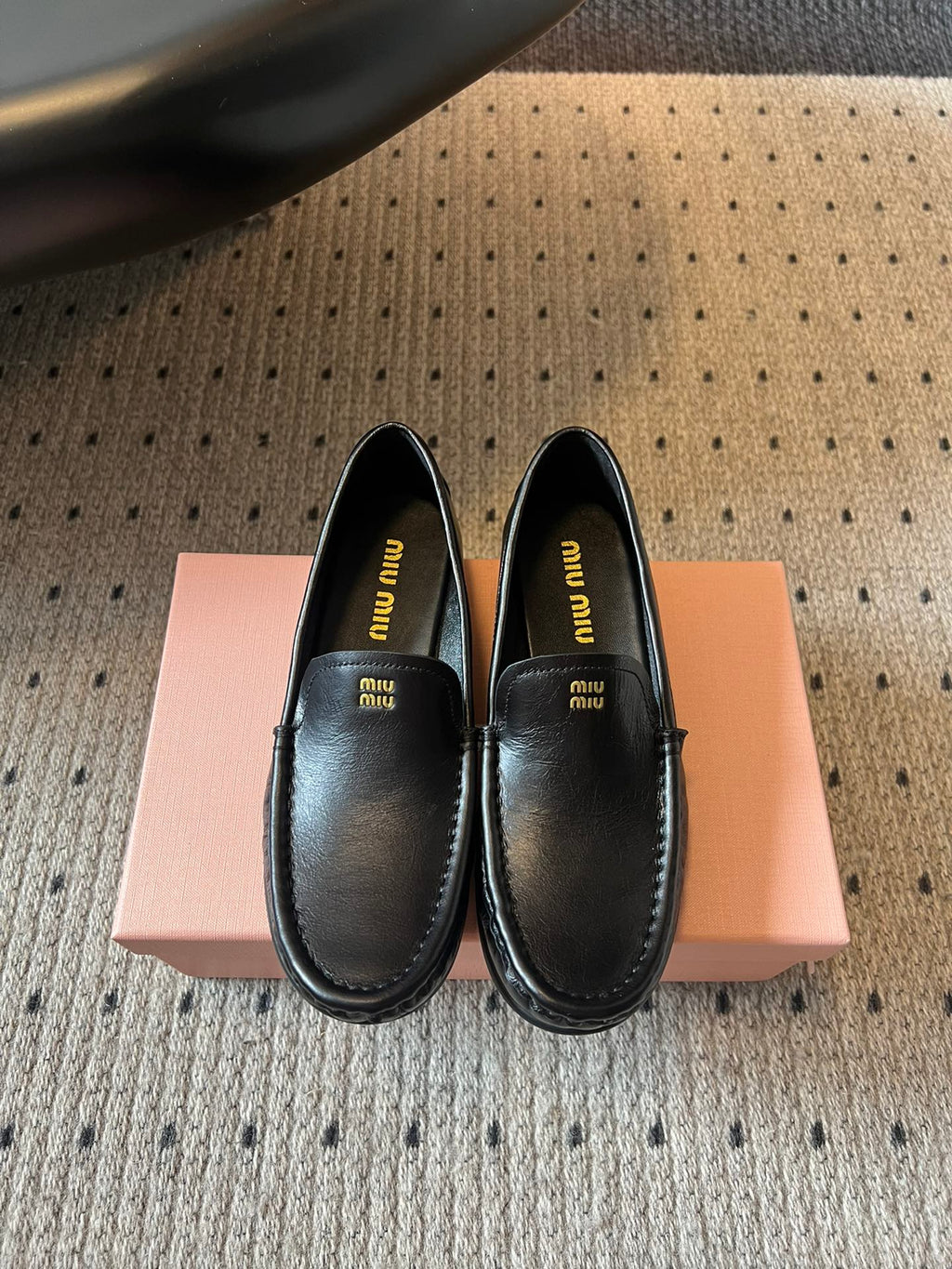 MIUMIU 26S LOAFERS IN BLACK CALFSKIN