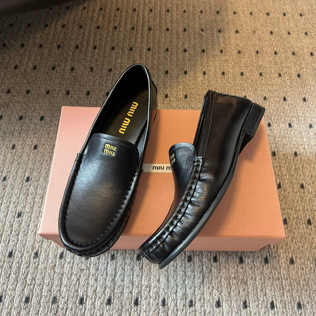 MIUMIU 26S LOAFERS IN BLACK CALFSKIN