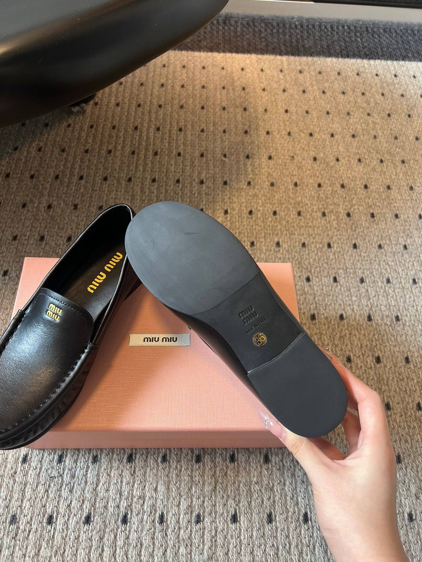 MIUMIU 26S LOAFERS IN BLACK CALFSKIN
