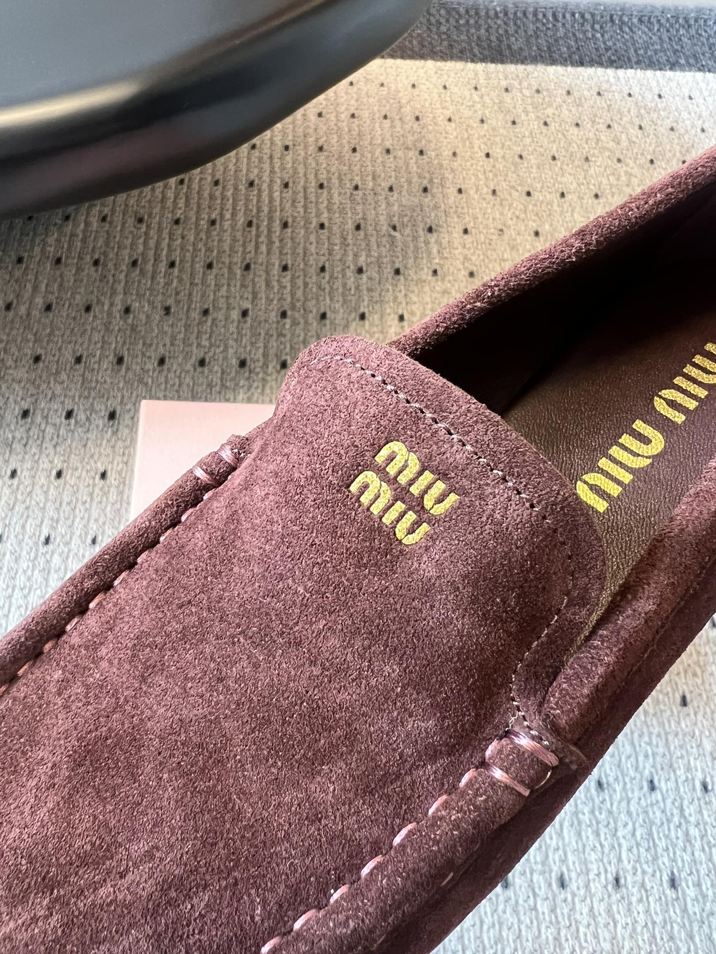 MIUMIU 26S LOAFERS IN AUBURN BROWN SUEDE