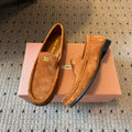 MIUMIU 26S LOAFERS IN CARAMEL BROWN SUEDE
