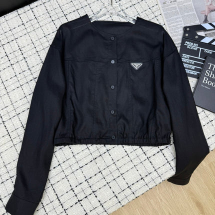 PRADA 25S LIGHTWEIGHT ROUND-NECK LINEN JACKET 368