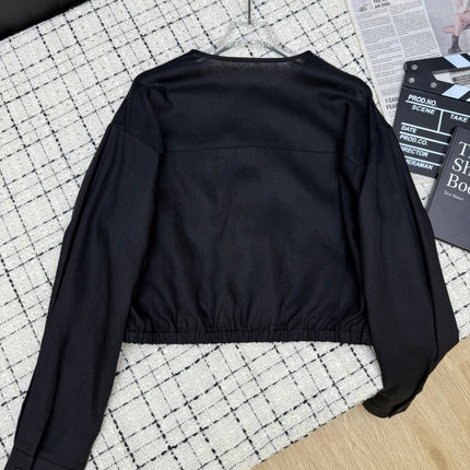 PRADA 25S LIGHTWEIGHT ROUND-NECK LINEN JACKET 368