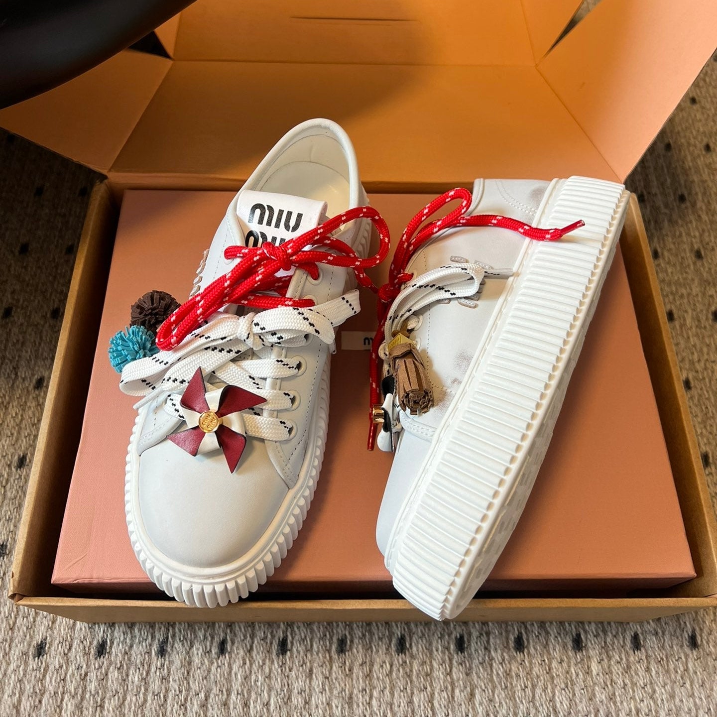 MIUMIU 26S SNEAKERS 50MM IN WHITE CALFSKIN