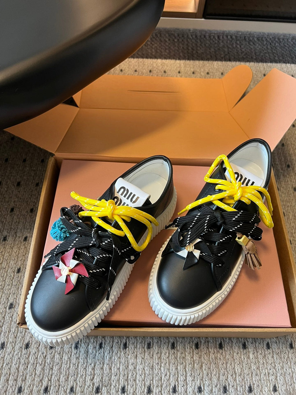 MIUMIU 26S SNEAKERS 50MM IN BLACK CALFSKIN