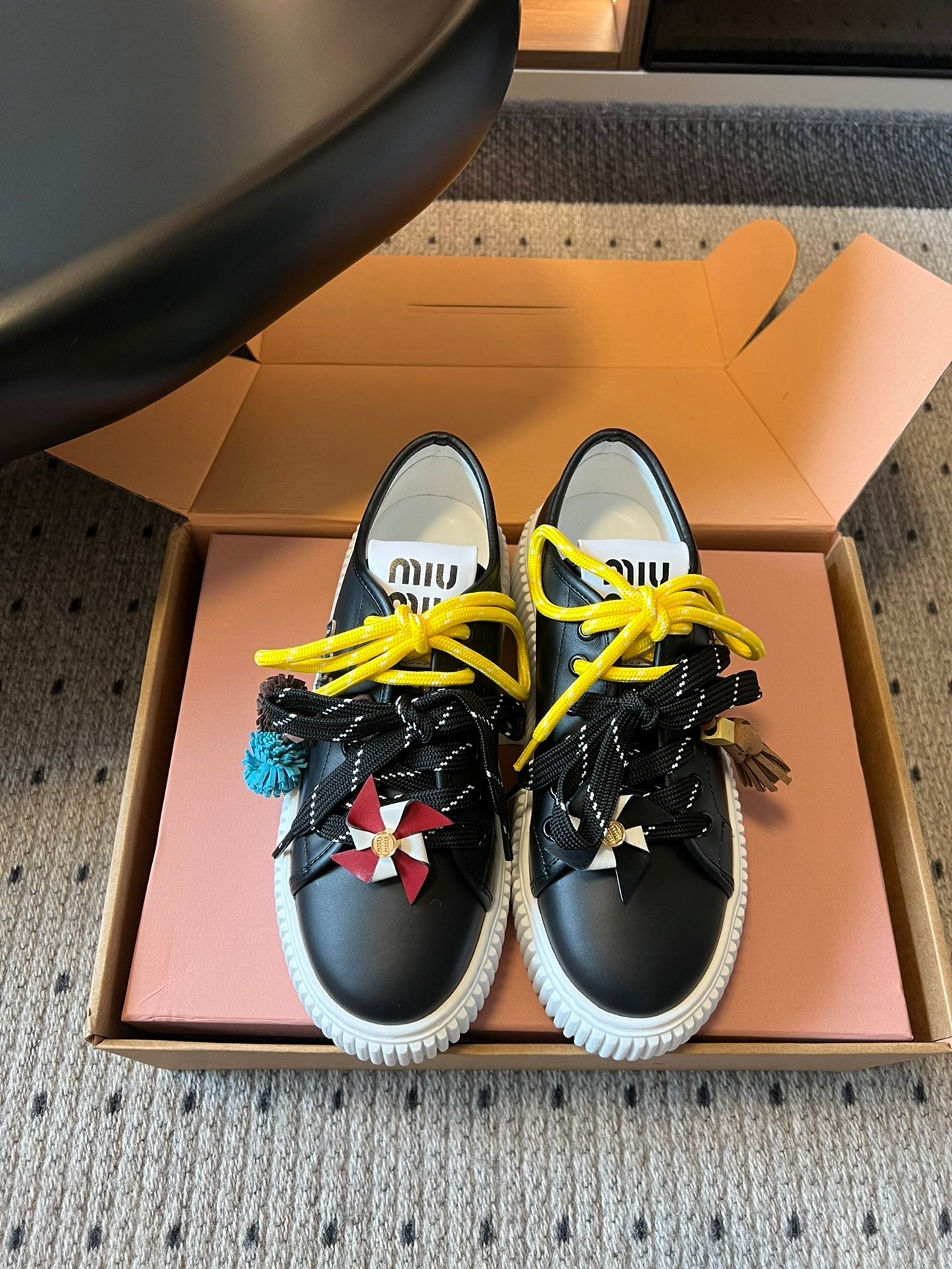 MIUMIU 26S SNEAKERS 50MM IN BLACK CALFSKIN