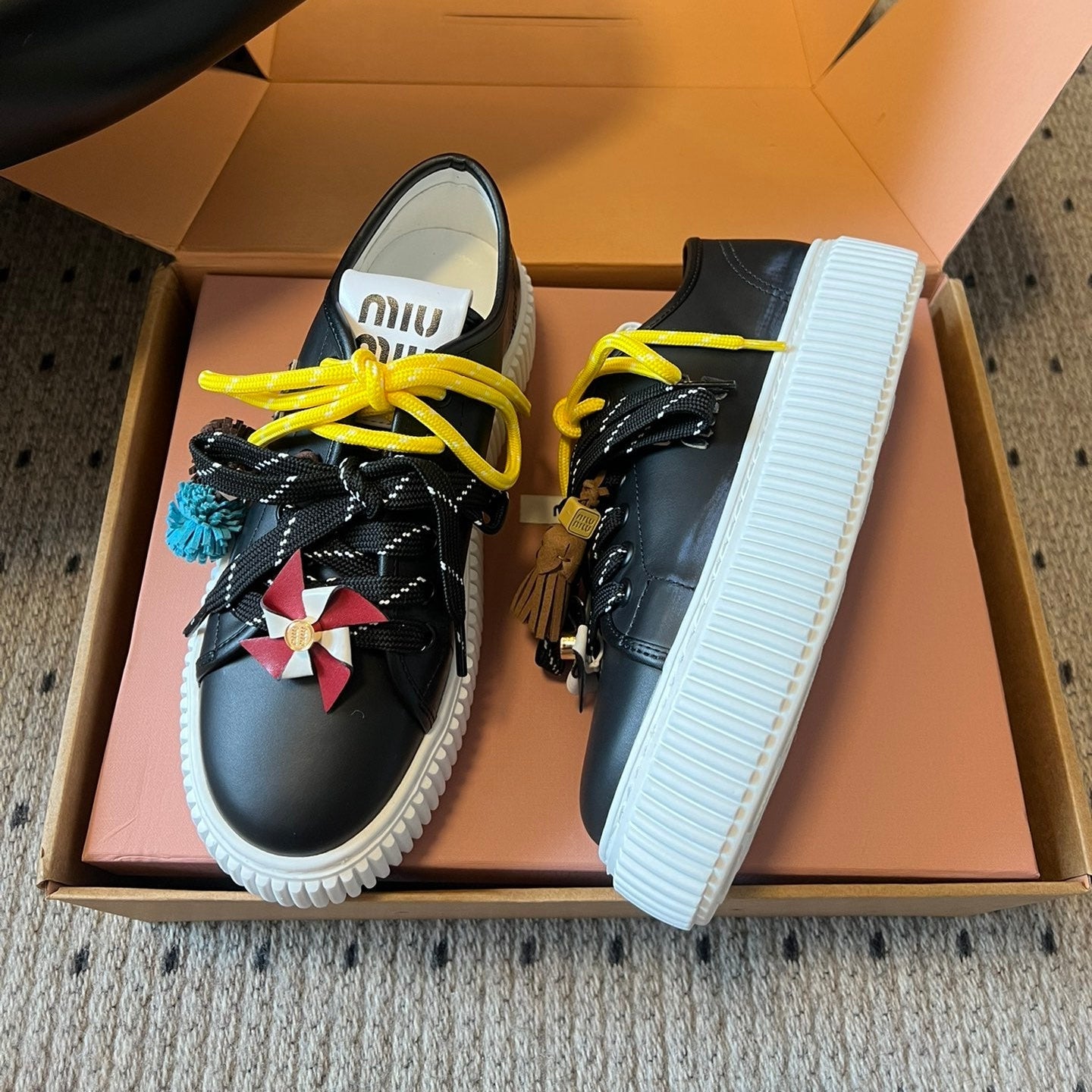 MIUMIU 26S SNEAKERS 50MM IN BLACK CALFSKIN