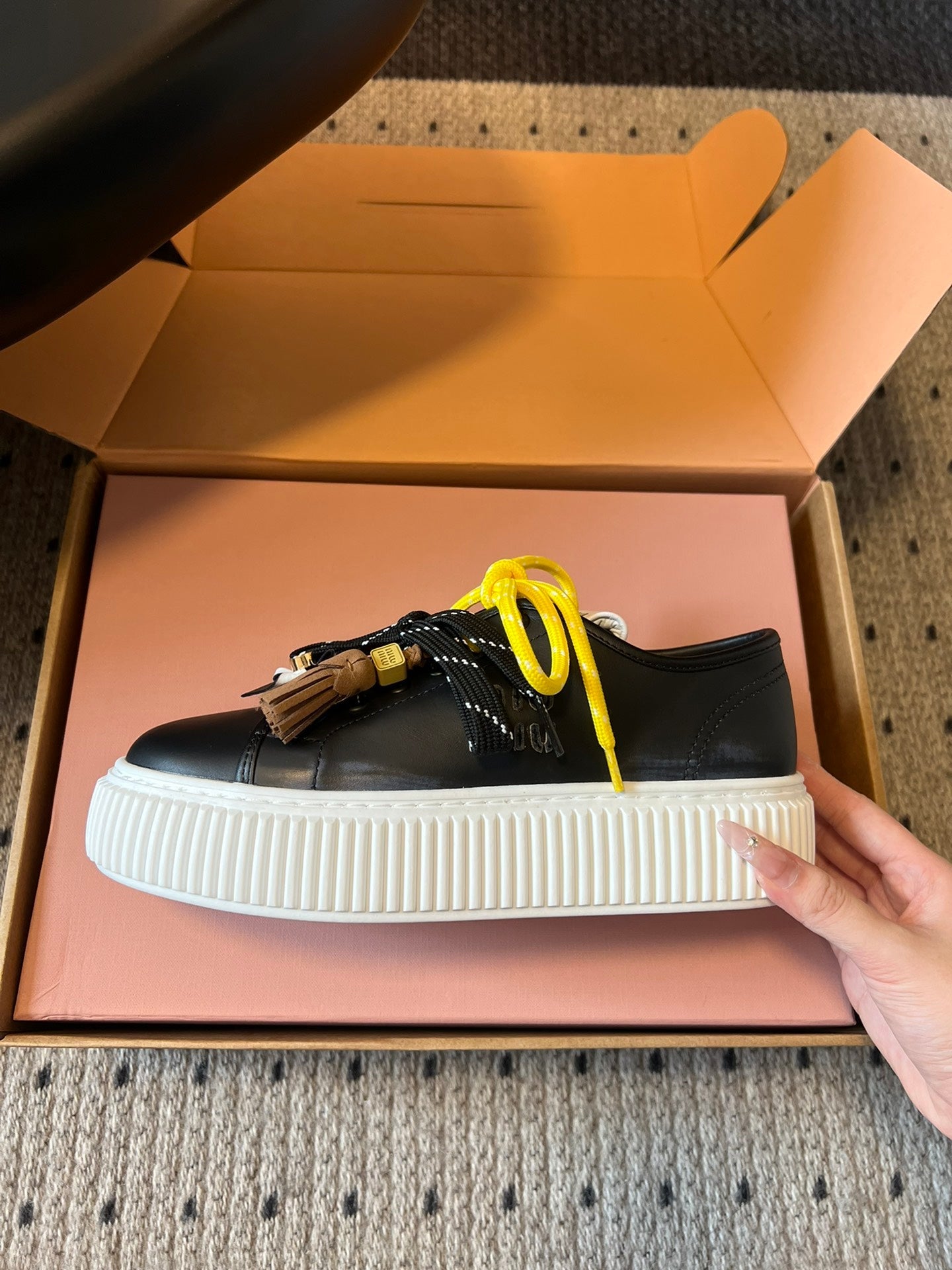 MIUMIU 26S SNEAKERS 50MM IN BLACK CALFSKIN