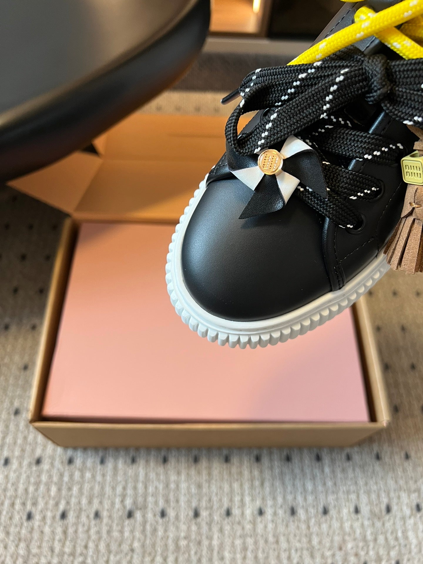 MIUMIU 26S SNEAKERS 50MM IN BLACK CALFSKIN