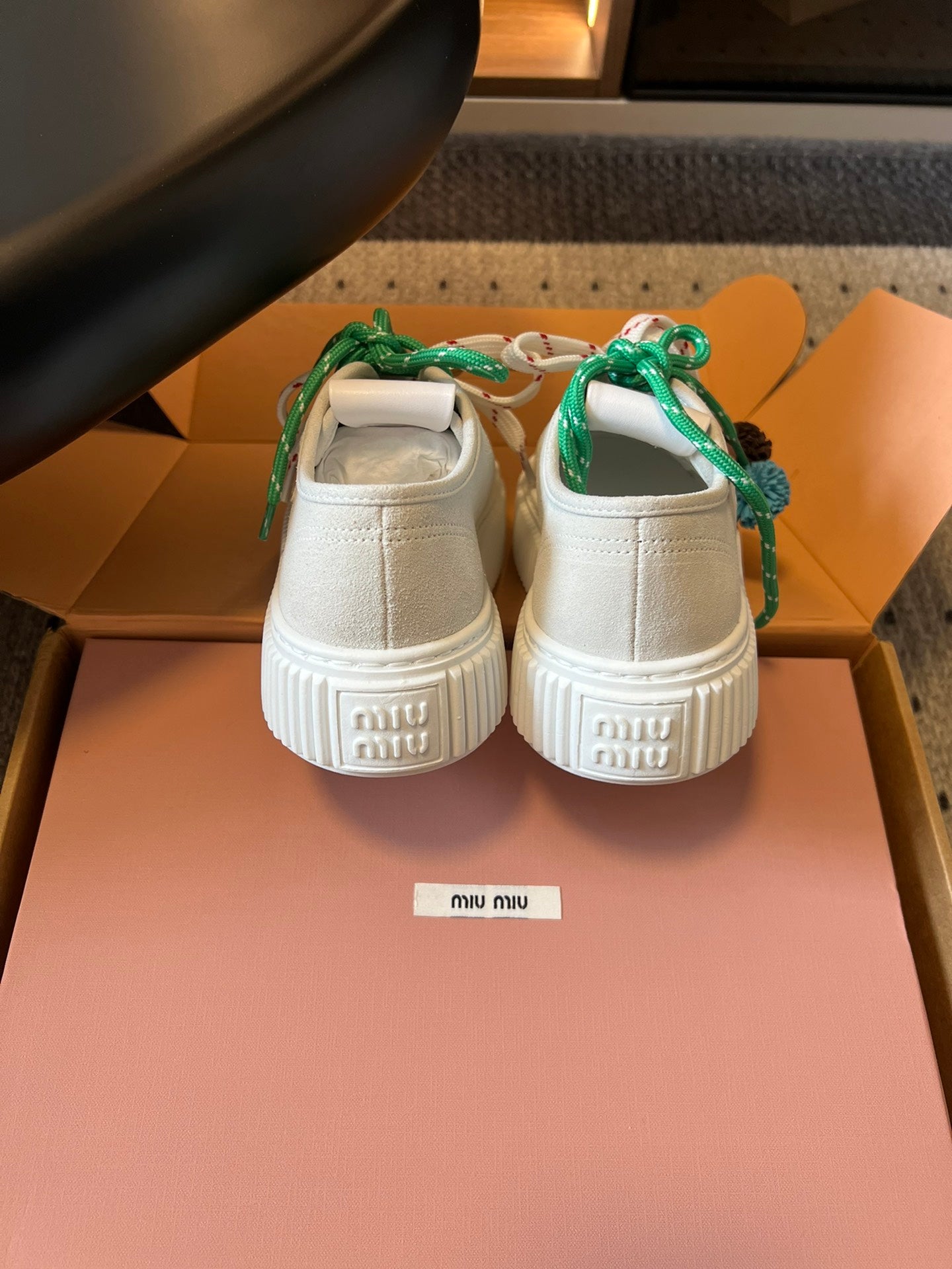 MIUMIU 26S SNEAKERS 50MM IN SAND BEIGE SUEDE