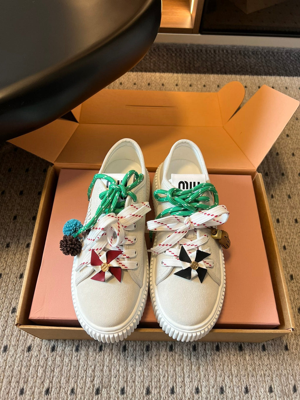 MIUMIU 26S SNEAKERS 50MM IN SAND BEIGE SUEDE