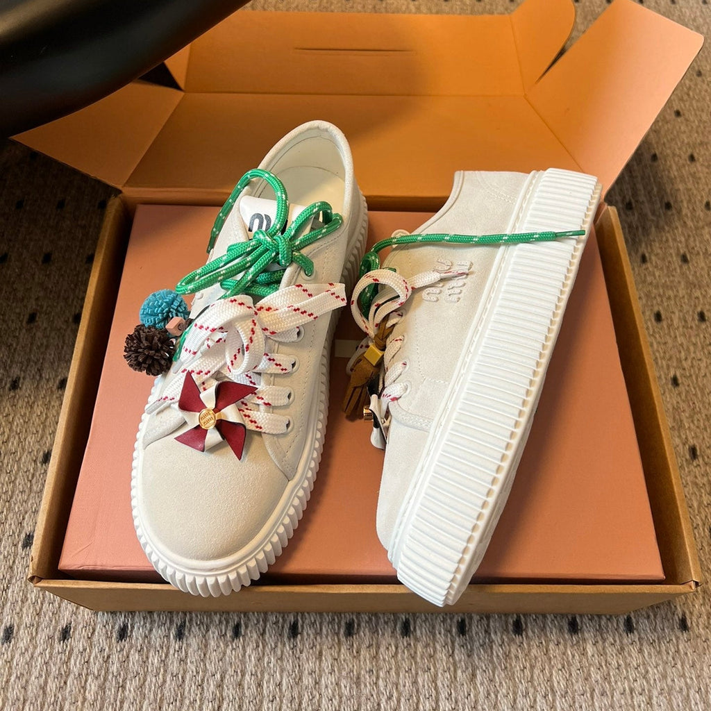 MIUMIU 26S SNEAKERS 50MM IN SAND BEIGE SUEDE
