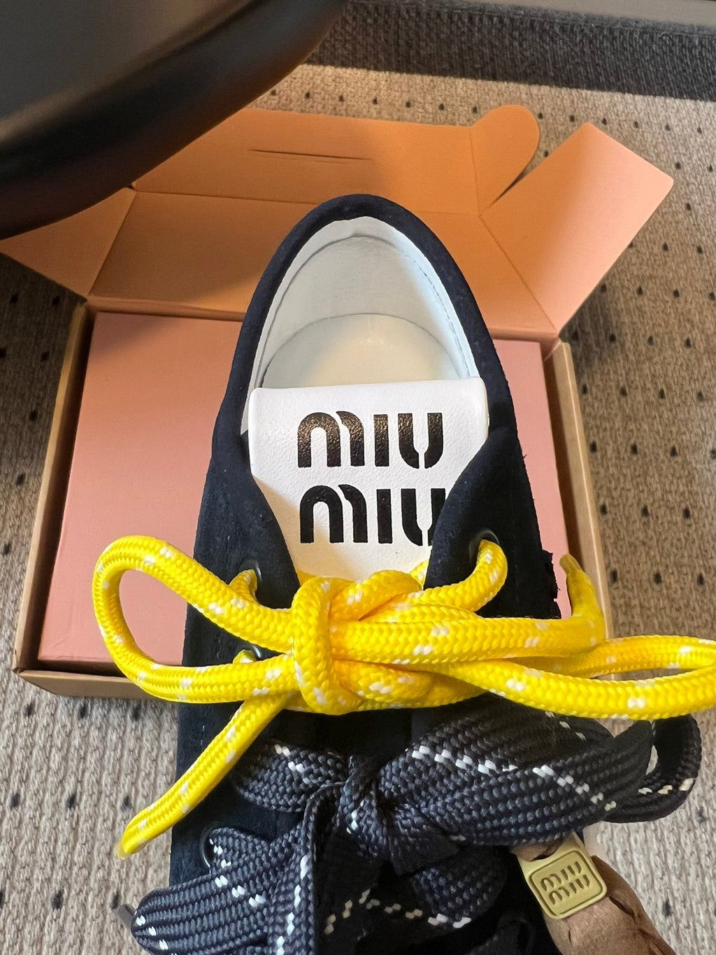 MIUMIU 26S SNEAKERS 50MM IN BLUE BLACK SUEDE
