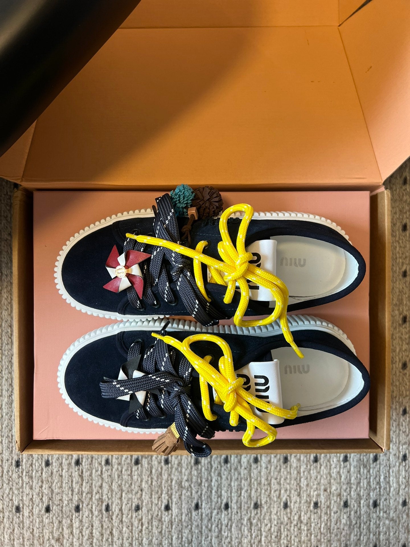 MIUMIU 26S SNEAKERS 50MM IN BLUE BLACK SUEDE