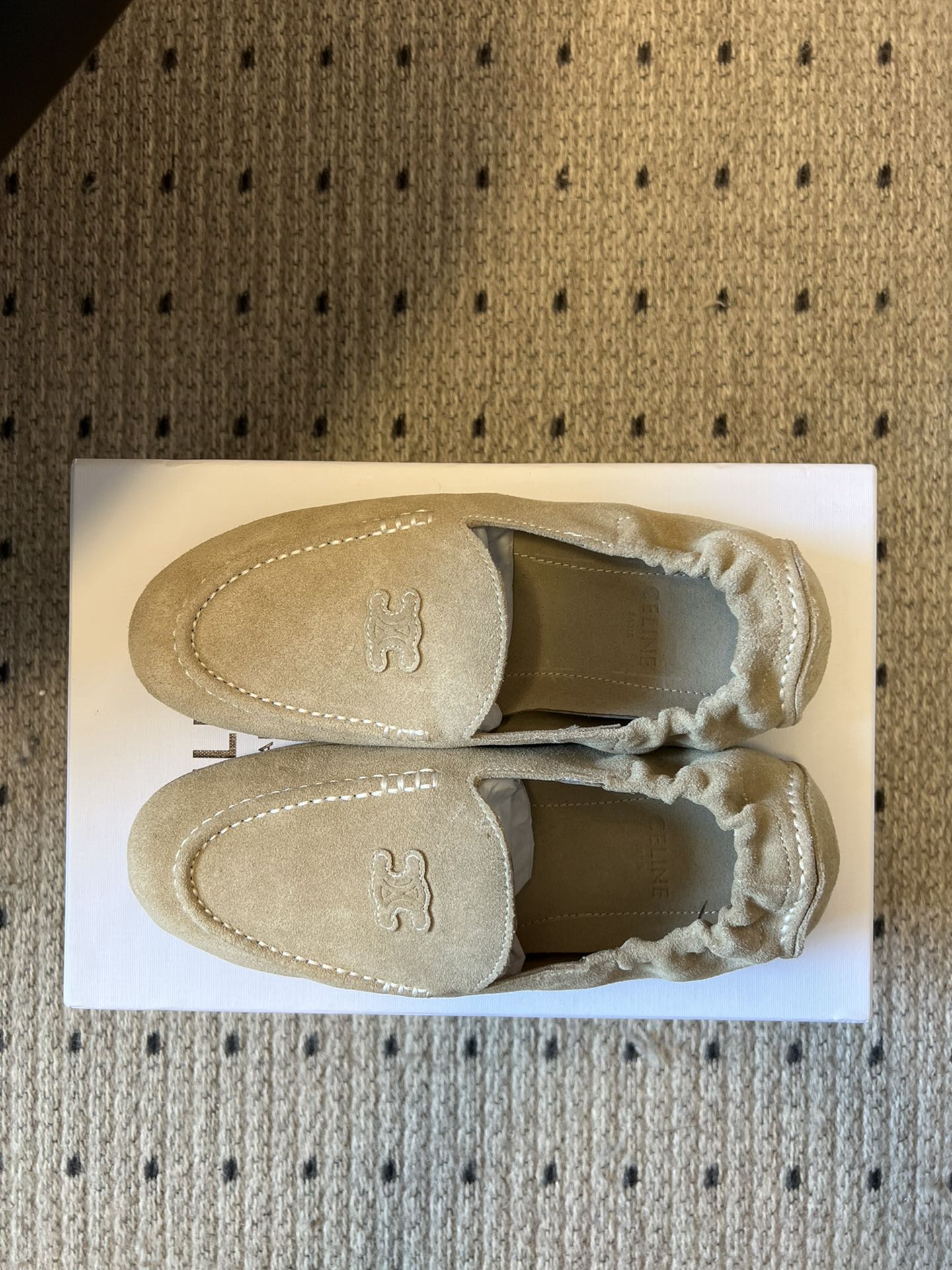 CELINE 25S LOAFERS FLAT IN LIGHT BROWN SUEDE