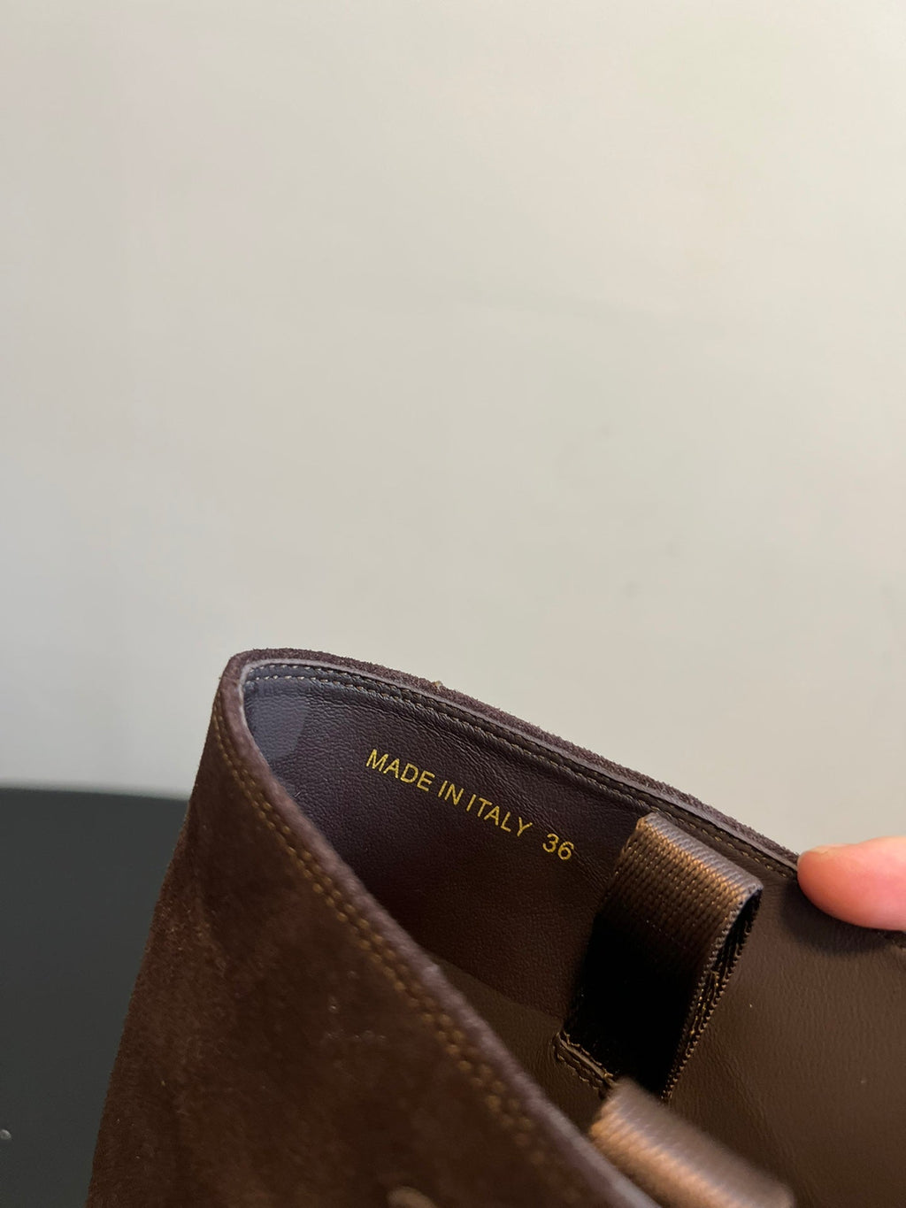 PRADA 25S HIGH-CUT PLATFORM BOOTS IN BROWN SUEDE WITH GOLD HARDWARE