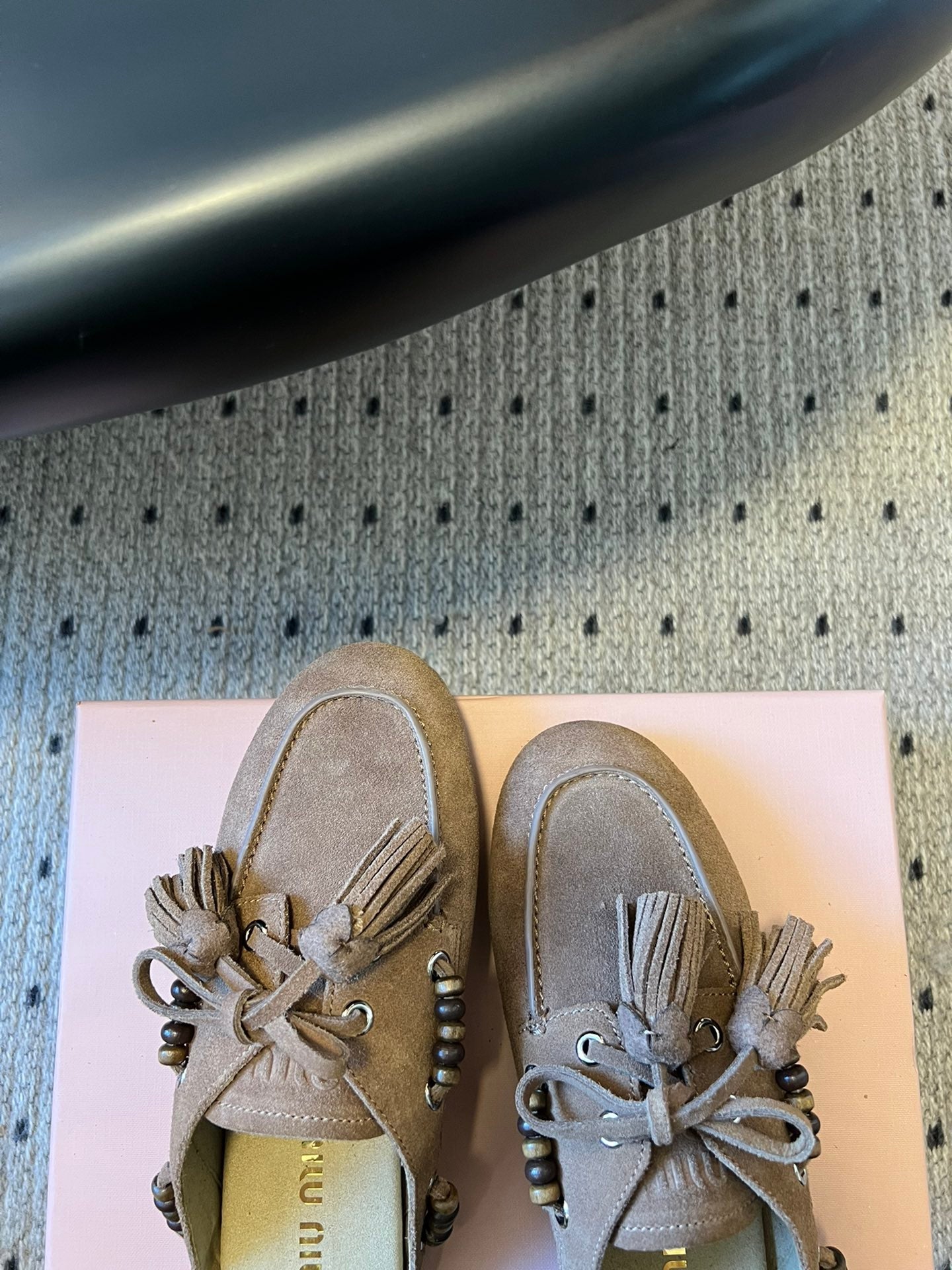 MIUMIU 26S MULES IN TAUPE BROWN SUEDE