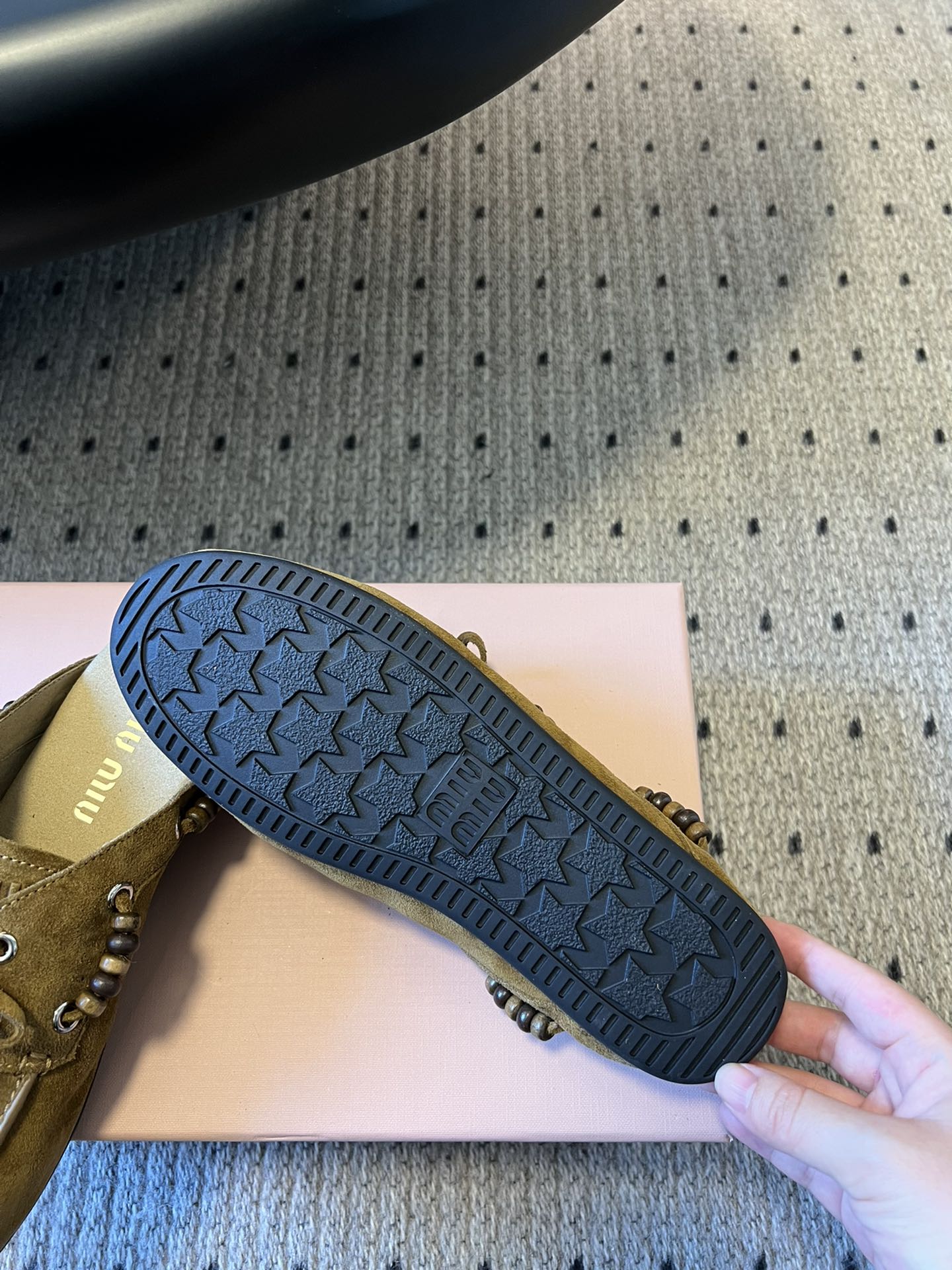 MIUMIU 26S MULES IN OLIVE BROWN SUEDE