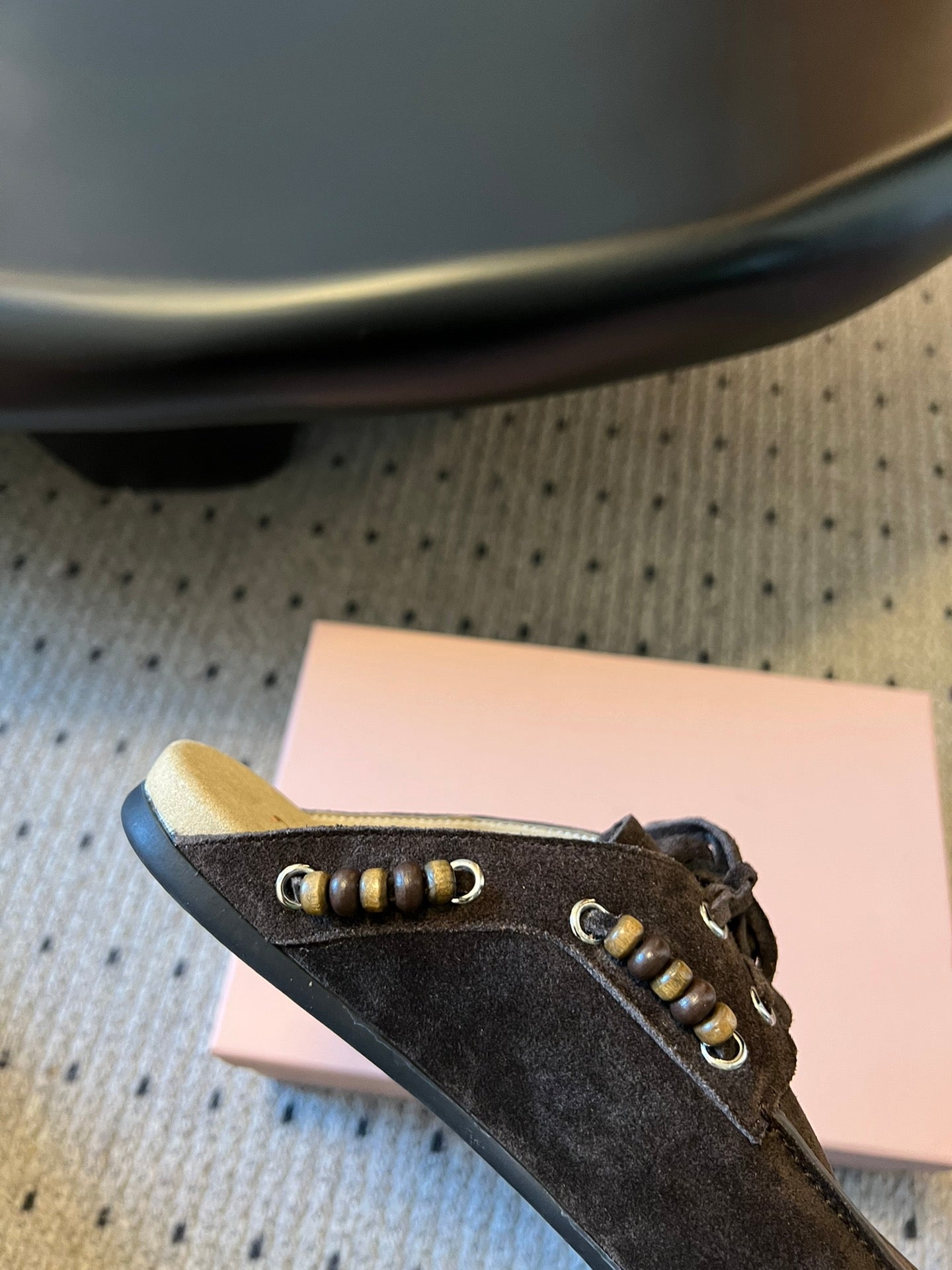 MIUMIU 26S MULES IN DARK BROWN SUEDE