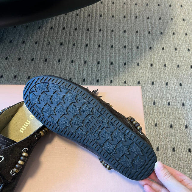 MIUMIU 26S MULES IN DARK BROWN SUEDE