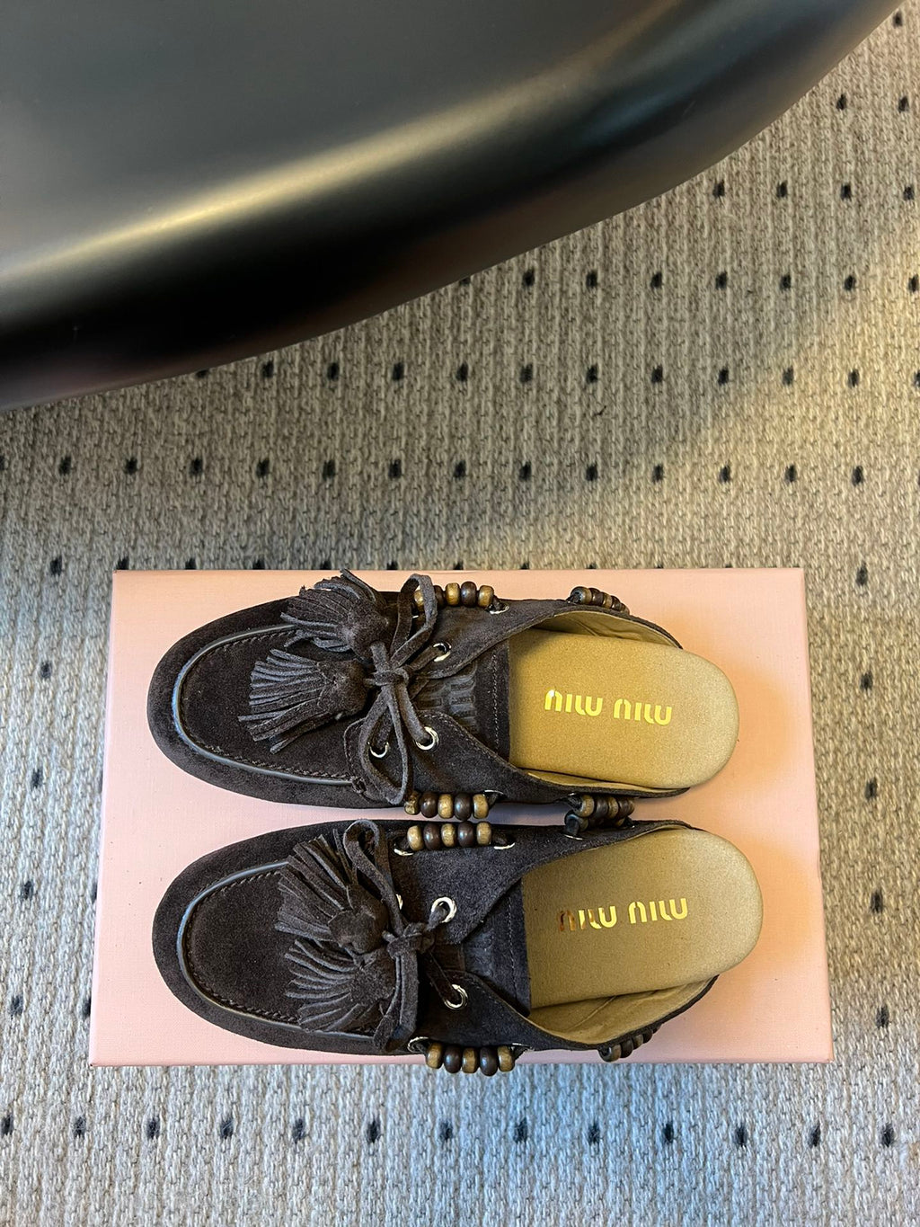 MIUMIU 26S MULES IN DARK BROWN SUEDE