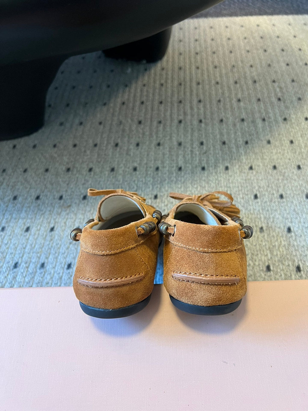 MIUMIU 26S TASSEL LOAFERS IN CARAMEL BROWN SUEDE