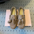 MIUMIU 26S TASSEL LOAFERS IN TAUPE BROWN SUEDE
